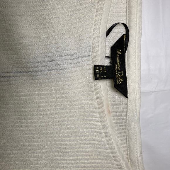 Massimo Dutti White Ribbed Long Sleeve Tie Front Top Size S - Picture 7 of 10